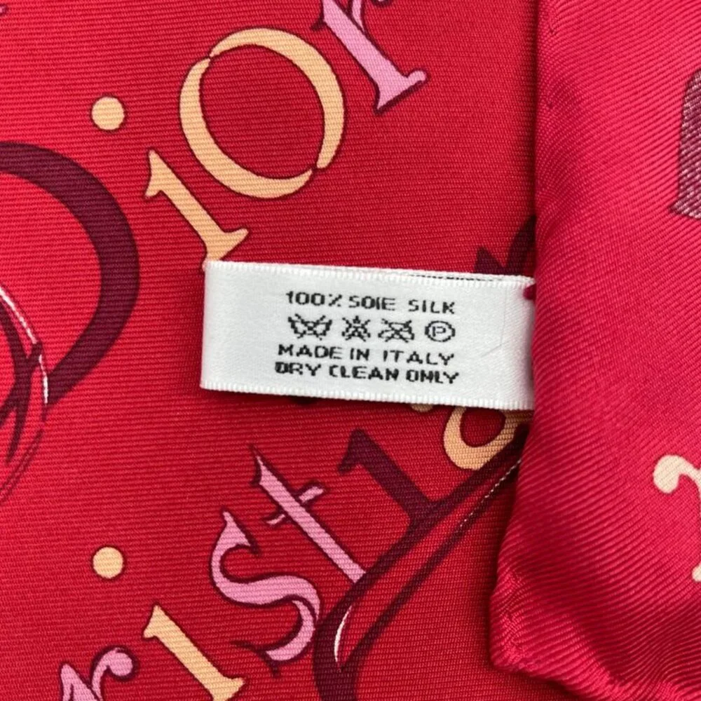 Dior Christian Scarf Silk Logo Back Red